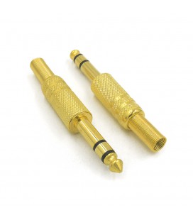 Разъем 6,3 cтерео под кабель под пайку Gold