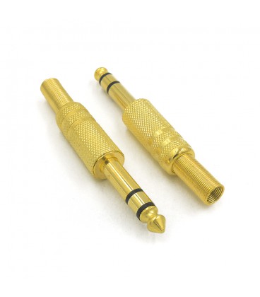 Разъем 6,3 cтерео под кабель под пайку Gold