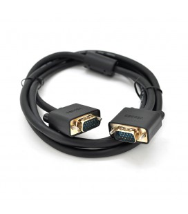 Кабель VEGGIEG VG-1.5 VGA 3 + 6, 1,5m, male to male (тато-тато), OD-6.5mm, 1 ферит, круглий Black, коннектор Gold, Пакет