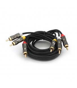 Кабель VEGGIEG AV301 Audio-Video 3хRCA (тато)  3хRCA (тато), GOLD connector,  круглий, Black, 1,5 м, Пакет