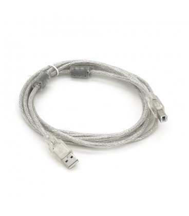 Кабель USB 2.0 AM/BM, 3.0m, 2 ферити, прозорий