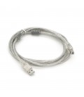 Кабель USB 2.0 AM/BM, 3.0m, 2 ферити, прозорий