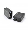Одноканальний пасивний подовжувач HDMI сигналу по UTP кабелю по одній витій парі. Дальність передачі: до 30метров,  1080Р- cat6e