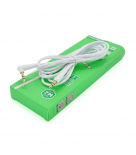 Кабель  iKAKU KSC-522 PUSHENG AUX Audio DC3.5 тато-тато 2.0м, GOLD Stereo Jack, (круглий) White cable, Box
