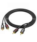 Кабель Borofone BL13 2RCA (тато)  2хRCA (тато), CU, круглий, 1,5 м, Black, Box