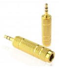 Перехідник Jack 3.5 (тато)/Jack 6.3 (мама) Stereo, Gold, метал, Q100
