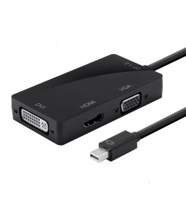 Конвертер mini Display Port (папа) на HDMI/VGA/DVI(мама) 30cm, Black, 4K/2K, Пакет