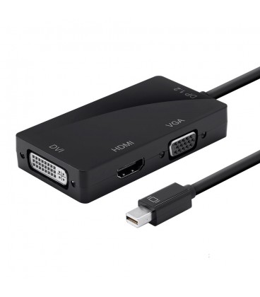 Конвертер mini Display Port (папа) на HDMI/VGA/DVI(мама) 30cm, Black, 4K/2K, Пакет