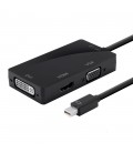 Конвертер mini Display Port (папа) на HDMI/VGA/DVI(мама) 30cm, Black, 4K/2K, Пакет