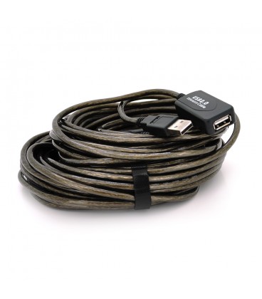 Активний подовжувач USB 2.0 AM / AF, 15m, прозорий з чіпом Q40