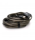 Активний подовжувач USB 2.0 AM / AF, 15m, прозорий з чіпом Q40