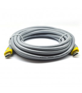 Кабель Merlion HDMI-HDMI V-Link High Speed 3.0m, v2,0, OD-8.2mm, круглий Grey, коннектор Grey / Yellow, (Пакет), Q80