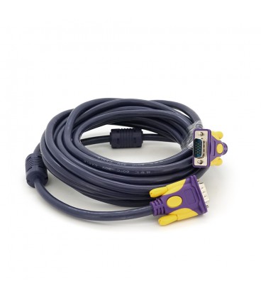 Кабель Merlion VGA 3 + 4 with shielding, 5m, male to male (тато-тато), 2 фериту, purple, Пакет Q100