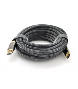 Кабель VEGGIEG HX-5 HDMI-HDMI 2K * 4K, 5.0m, v2,0, OD-7.0mm, круглый, оплетка, Black, коннектор Black-Gold, Пакет