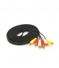 Кабель Audio-Video 3хRCA (тато)  3хRCA (тато), GOLD connector, CU, круглий, Black, 5,0 м, (Пакет) Q200