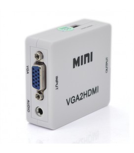 Конвертер Mini, VGA2HDMI, ВИХІД HDMI (мама), на ВХІД VGA (мама) 720P / 1080P, White, BOX