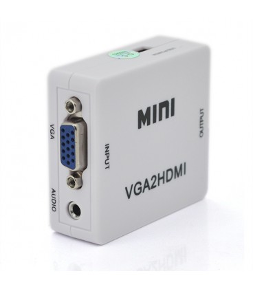 Конвертер Mini, VGA2HDMI, ВИХІД HDMI (мама), на ВХІД VGA (мама) 720P / 1080P, White, BOX