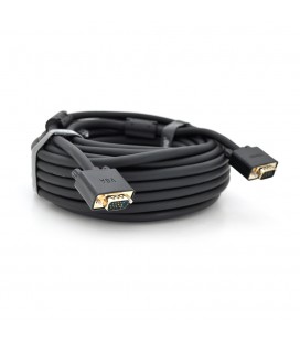 Кабель VEGGIEG VG-15 VGA 3 + 6, 15m, male to male (тато-тато), OD-8.0mm, 2 фериту, круглий Black, коннектор Gold, Box