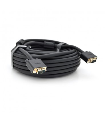 Кабель VEGGIEG VG-15 VGA 3 + 6, 15m, male to male (тато-тато), OD-8.0mm, 2 фериту, круглий Black, коннектор Gold, Box