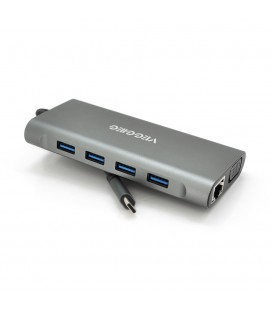 Хаб-конвертор VEGGIEG TC11-S Type-C (папа) на Type-C(мама) + USB3.0*3(мама) + HDMI(мама) + jack3.5(мама) + SD/TF + RJ45, 10 см, 
