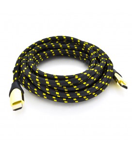 Кабель Ritar PL-HD207 HDMI-HDMI 19+1, UltraHD 8K 60HZ,4K 120HZ, 3.0m, v2,1, OD-6.3mm, с фильтром, в оплетке Black/Gold, коннекто