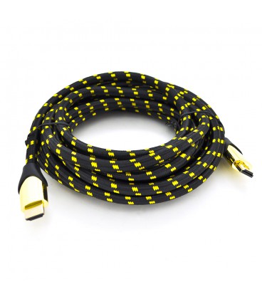 Кабель Ritar PL-HD207 HDMI-HDMI 19+1, UltraHD 8K 60HZ,4K 120HZ, 3.0m, v2,1, OD-6.3mm, с фильтром, в оплетке Black/Gold, коннекто