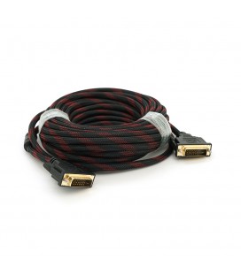 Кабель Merlion Dvi-Dvi 10m, 2 ферита, обплетення, Black, 24 / 24pin, (Пакет), Q50