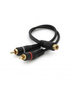 Кабель RCA (мама)  2хRCA (тато), CU, круглий, Black, 0,2 м, (Пакет) Q250