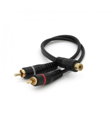 Кабель RCA (мама)  2хRCA (тато), CU, круглий, Black, 0,2 м, (Пакет) Q250