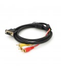 Кабель VGA (тато)-3RCA (тато) 1.5m, Black/Red, без обплетення, ОЕМ