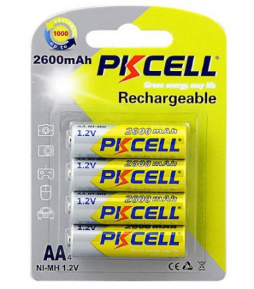 Акумулятор PKCELL 1.2V AA 2600mAh NiMH Rechargeable Battery, 4 штуки у блістері ціна за блістер, Q12
