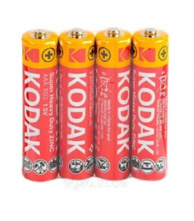 Батарейка сольова KODAK Super Heavy Duty R3, ААА, 4шт в shrinkі, ціна за shrink