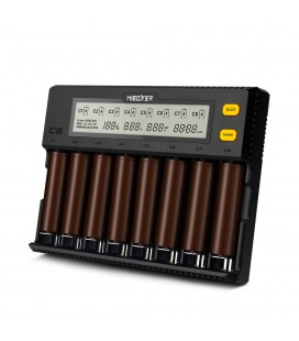 Зарядное устройство универсальное MIBOXER-C8, 8 каналов, LED инд., поддерживает Li-ion, Ni-MH и Ni-Cd AA (R6), ААA (R03), AAAA, 