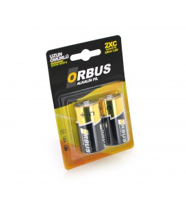 Батарейка щелочная Orbus C-R14, 2 штуки в блистере, цена за блистер