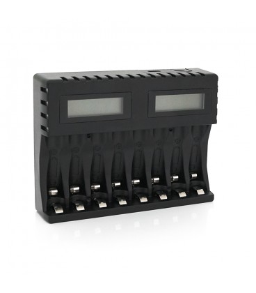 Зарядное устройство универсальное PUJIMAX, 8 каналов, LED инд., поддерживает Li-ion, Ni-MH и Ni-Cd AA (R6), ААA (R03), AAAA, С (