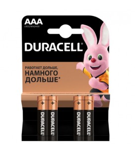 Батарейка лужна DURACELL LR03 (ААА) MN2400, 4шт у блістері, ціна за блістер