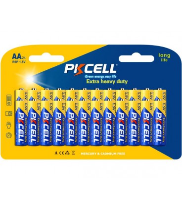 Батарейка сольова PKCELL 1.5V AA/R6, 24 штуки у блістері ціна за блістер, Q12