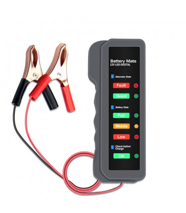 Тестер для акумуляторних батарей BM-310 + крокодили, 12V, LED