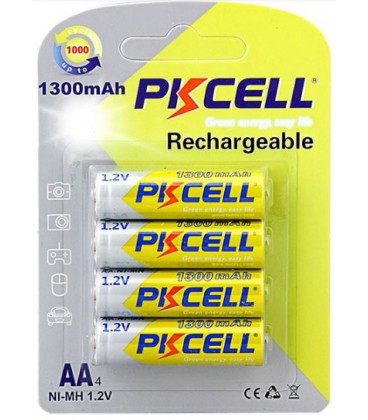 Акумулятор PKCELL 1.2V AA 1300mAh NiMH Rechargeable Battery, 4 штуки у блістері ціна за блістер, Q12