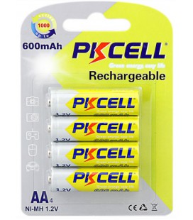 Акумулятор PKCELL 1.2V AA 600mAh NiMH Rechargeable Battery, 4 штуки у блістері ціна за блістер, Q12