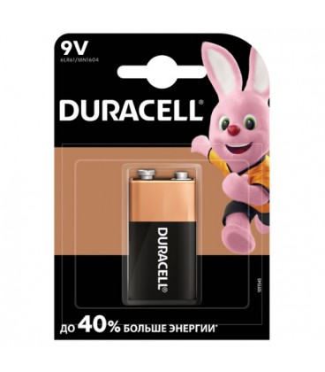 Батарейка щелочная DURACELL 9V/MN1604, 1шт в блистере, цена за блистер