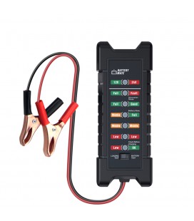 Тестер для аккумуляторных батарей BM-410 + крокодиллы, 12V/24V, LED