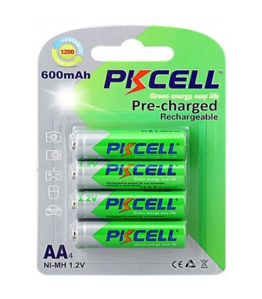 Акумулятор PKCELL 1.2V AA 600mAh NiMH Already Charged, 4 штуки у блістері ціна за блістер, Q12