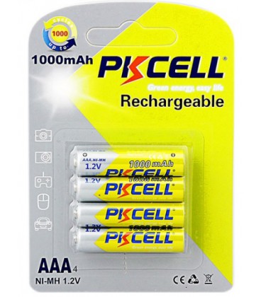 Акумулятор PKCELL 1.2V AAA 1000mAh NiMH Rechargeable Battery, 4 штуки у блістері ціна за блістер, Q12