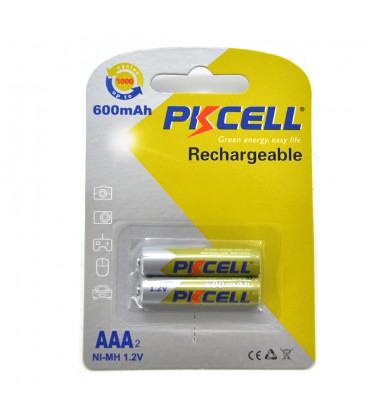 Акумулятор PKCELL 1.2V AAA 600mAh NiMH Rechargeable Battery, 2 штуки в блістері ціна за блістер, Q12