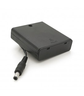 Отсек для 4-х элементов питания АА, разъем 5,5×2,1, закрытый корпус с выключателем