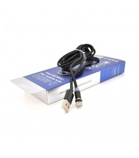 Магнитный кабель PiPo USB 2.0/Lighting, 1m, 2А, тканевая оплетка, бронированный, съемник, Black, BOX