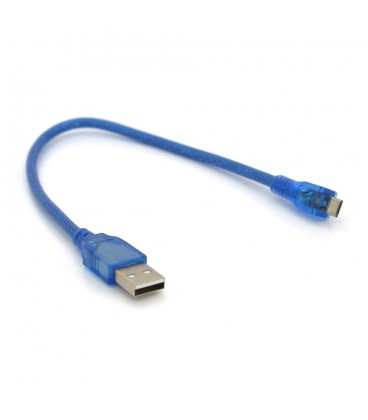 Кабель USB 2.0 (AM / Місго 5 pin) 0,3м, прозорий синій, Пакет