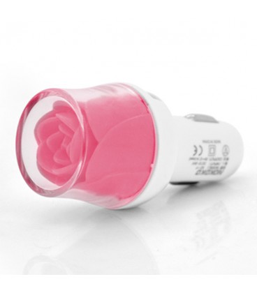 АЗУ NOKOKO Flower, 12V-USB, 5-5.5V, 2*USB, 10W, 2,1А, Pink, Пакет Q50