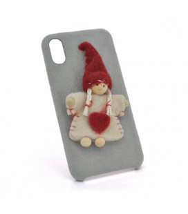 Накладка Angel пушистая iPhone X silver